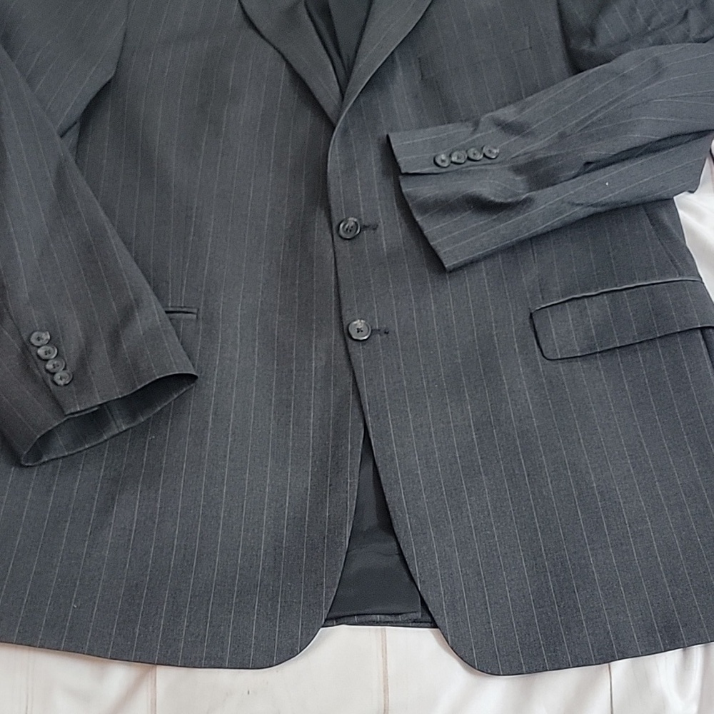 Lauren Ralph Lauren Blazer Jacket Wool-Laine Size 46L Gray with Pinstripes - Picture 3 of 9